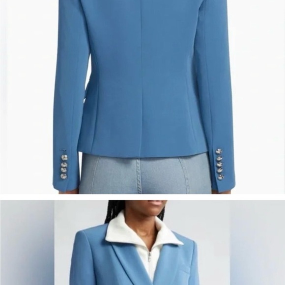 NWT Veronica Beard Gail Dickey Double Breasted Crepe Blazer Lagoon Blue Size 4 - Picture 2 of 10